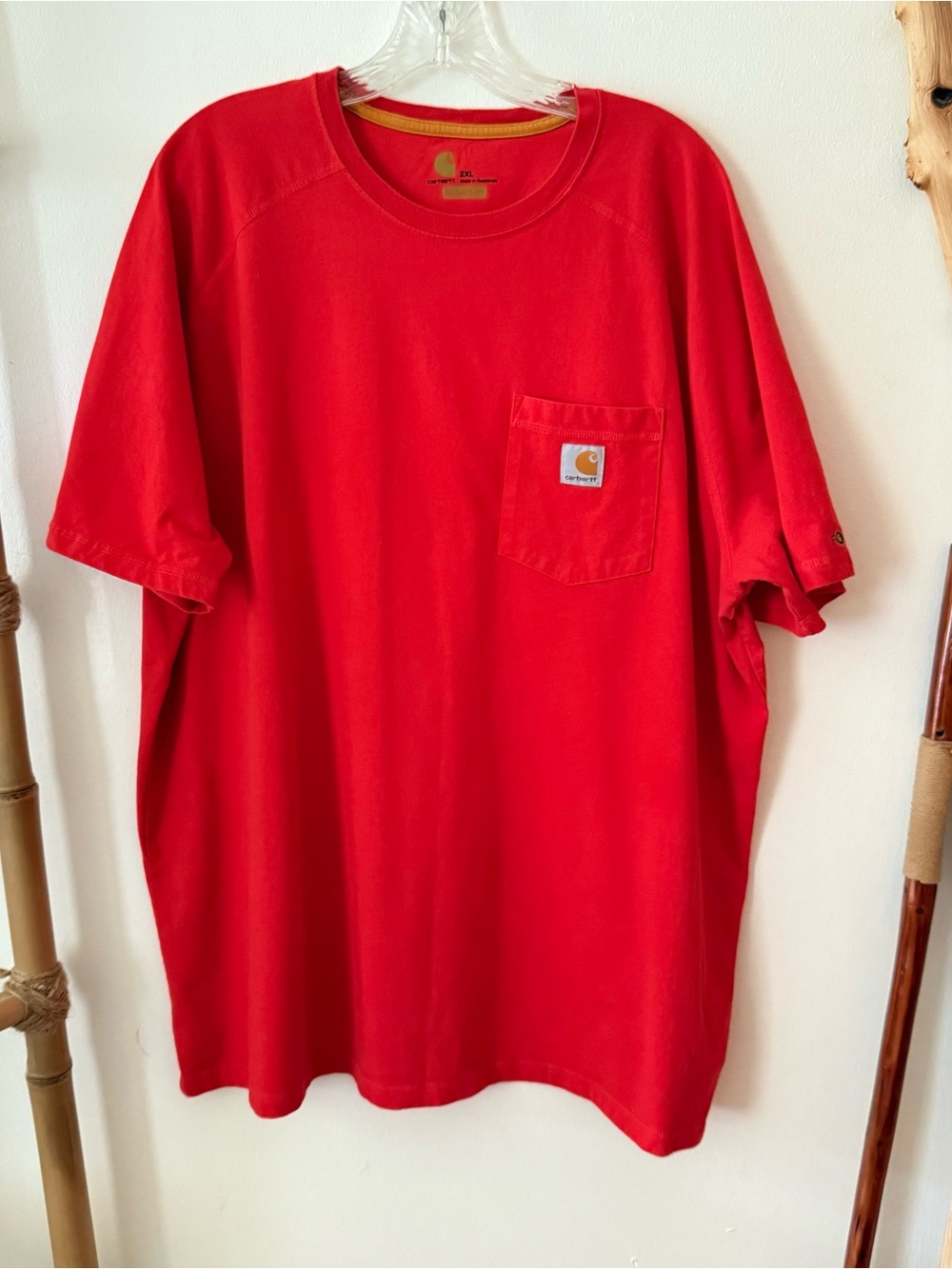 Carhartt Force Men's Red Pocket T-Shirt, Relaxed Fit, Sz 2XL Regular